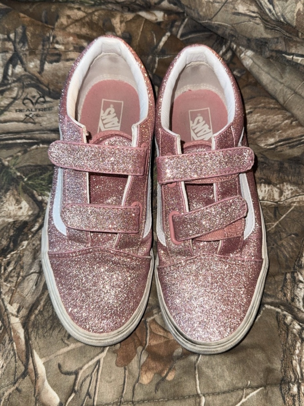 Glitter pink Velcro vans